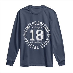Funny 18th Birthday Long Sleeve Shirt Est 2008 Limited Edition Official Adult TS11 Navy Print Your Wear
