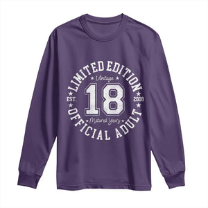 Funny 18th Birthday Long Sleeve Shirt Est 2008 Limited Edition Official Adult TS11 Purple Print Your Wear