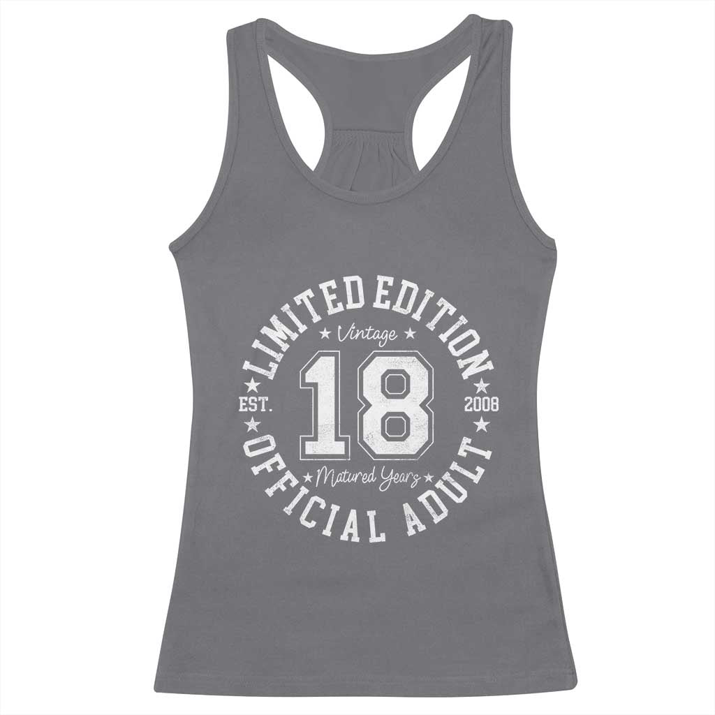 Funny 18th Birthday Racerback Tank Top Est 2008 Limited Edition Official Adult TS11 Charcoal Print Your Wear