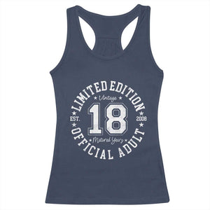 Funny 18th Birthday Racerback Tank Top Est 2008 Limited Edition Official Adult TS11 Navy Print Your Wear