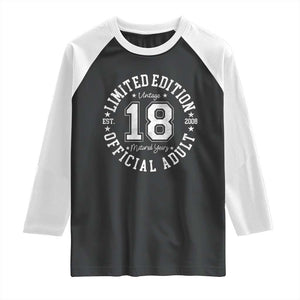Funny 18th Birthday Raglan Shirt Est 2008 Limited Edition Official Adult TS11 Black White Print Your Wear