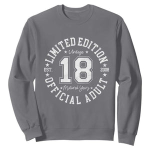 Funny 18th Birthday Sweatshirt Est 2008 Limited Edition Official Adult TS11 Charcoal Print Your Wear