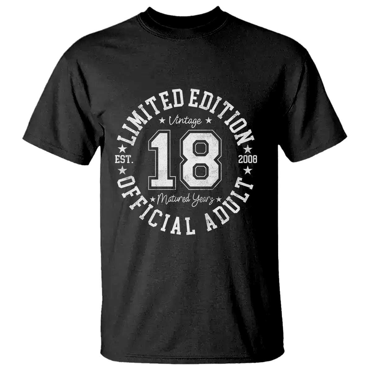 Funny 18th Birthday T Shirt Est 2008 Limited Edition Official Adult TS11 Black Print Your Wear