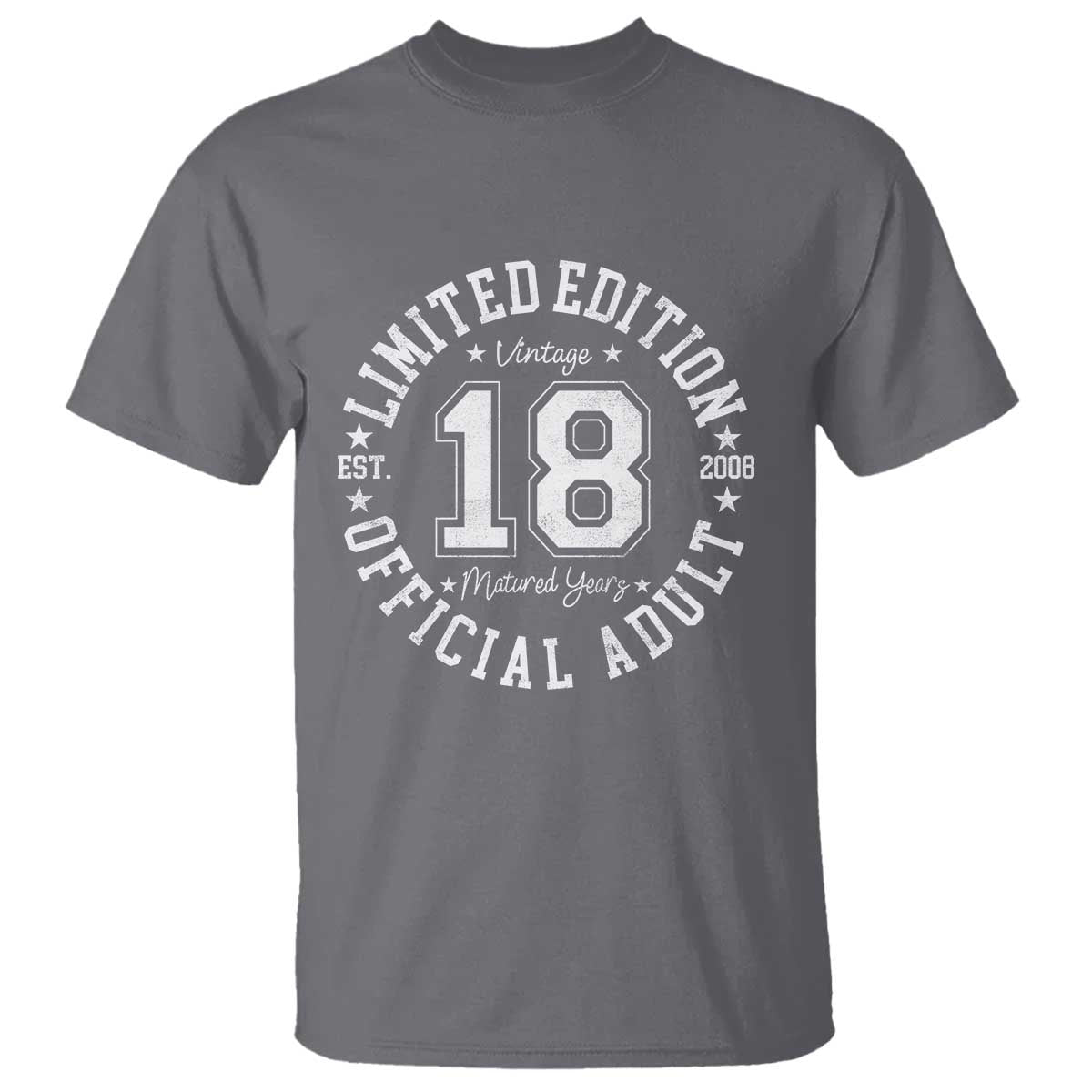 Funny 18th Birthday T Shirt Est 2008 Limited Edition Official Adult TS11 Charcoal Print Your Wear