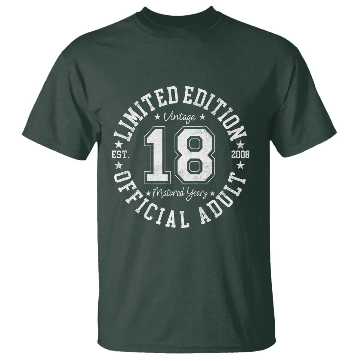 Funny 18th Birthday T Shirt Est 2008 Limited Edition Official Adult TS11 Dark Forest Green Print Your Wear