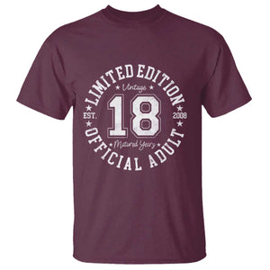 Funny 18th Birthday T Shirt Est 2008 Limited Edition Official Adult TS11 Maroon Print Your Wear