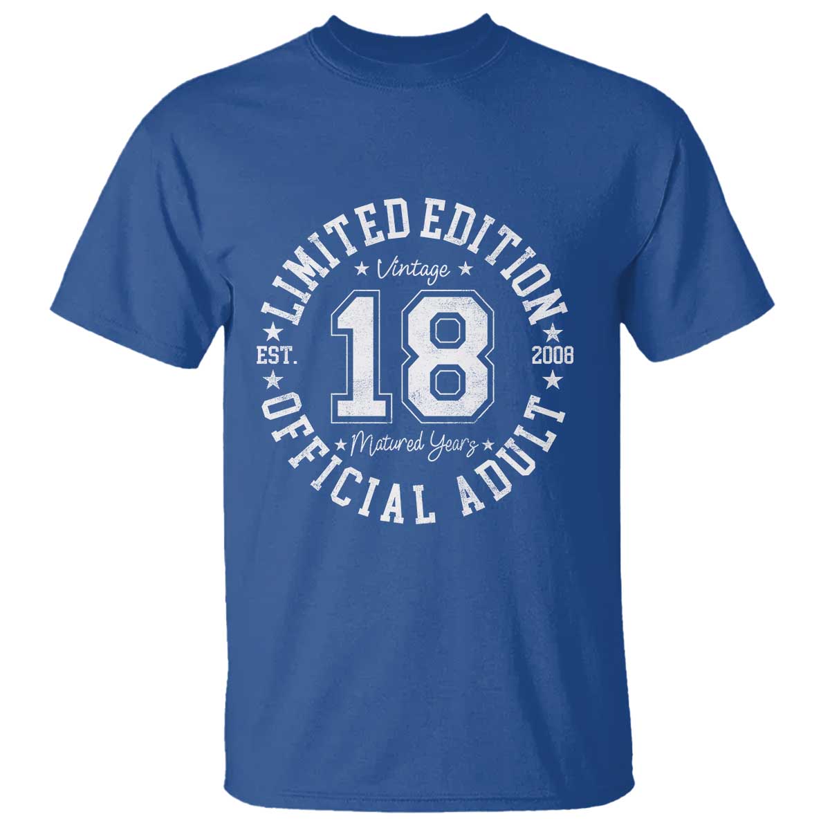 Funny 18th Birthday T Shirt Est 2008 Limited Edition Official Adult TS11 Royal Blue Print Your Wear