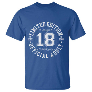 Funny 18th Birthday T Shirt Est 2008 Limited Edition Official Adult TS11 Royal Blue Print Your Wear