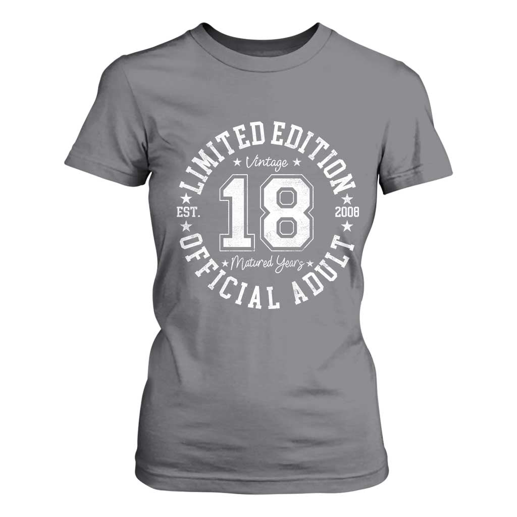 Funny 18th Birthday T Shirt For Women Est 2008 Limited Edition Official Adult TS11 Charcoal Print Your Wear
