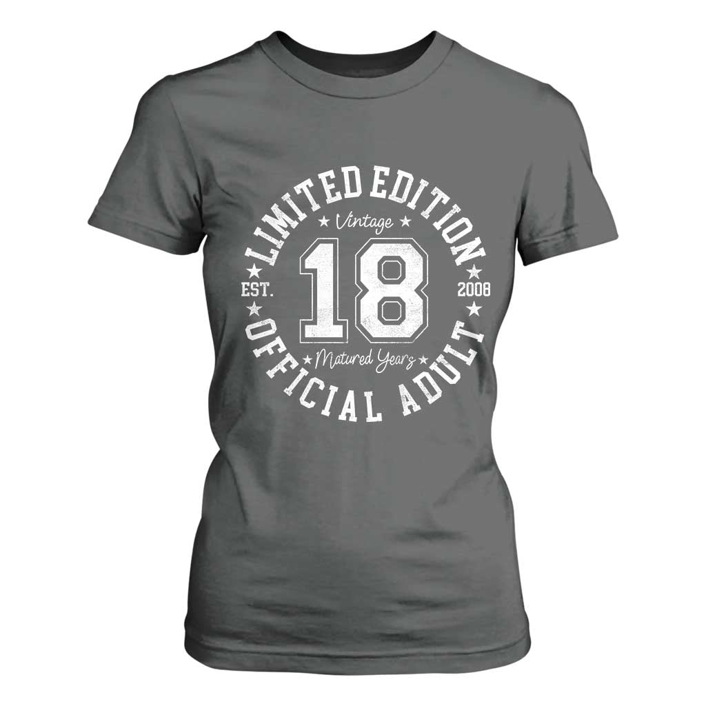 Funny 18th Birthday T Shirt For Women Est 2008 Limited Edition Official Adult TS11 Dark Heather Print Your Wear