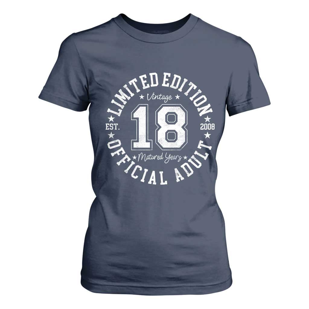 Funny 18th Birthday T Shirt For Women Est 2008 Limited Edition Official Adult TS11 Navy Print Your Wear
