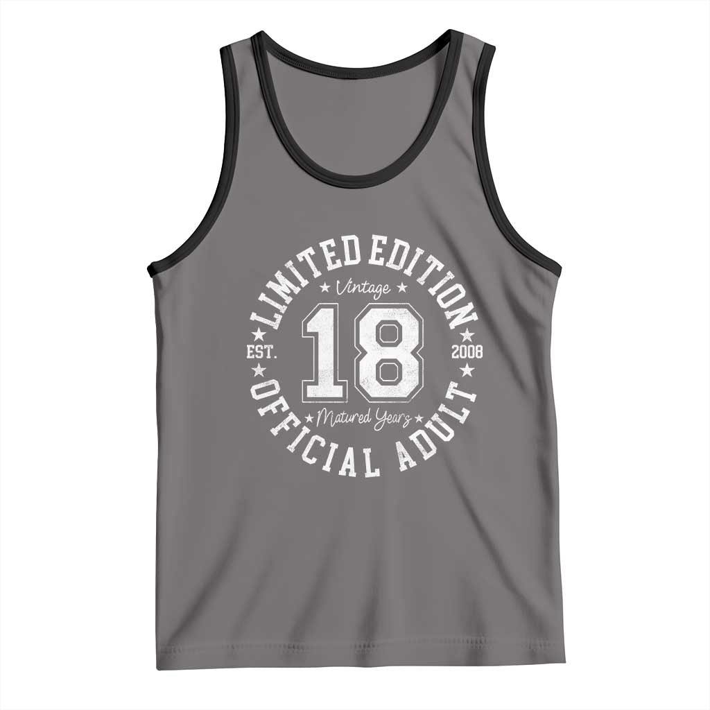 Funny 18th Birthday Tank Top Est 2008 Limited Edition Official Adult TS11 Deep Heather Black Print Your Wear