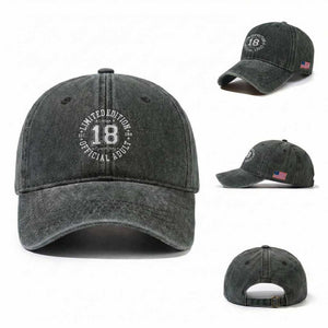 Funny 18th Birthday Washed Cotton Baseball Cap Est 2008 Limited Edition Official Adult
