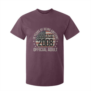 Funny 18th Birthday T Shirt For Kid 18 Years Of Being Awesome Vintage 2008 Official Adult American Flag TS11 Maroon Print Your Wear