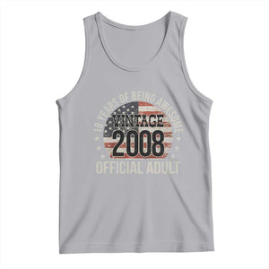Funny 18th Birthday Tank Top 18 Years Of Being Awesome Vintage 2008 Official Adult American Flag TS11 Athletic Heather Print Your Wear
