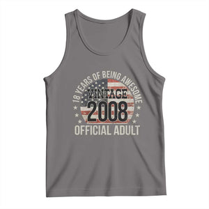 Funny 18th Birthday Tank Top 18 Years Of Being Awesome Vintage 2008 Official Adult American Flag TS11 Deep Heather Print Your Wear