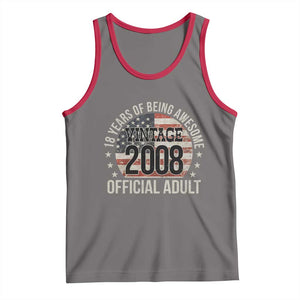 Funny 18th Birthday Tank Top 18 Years Of Being Awesome Vintage 2008 Official Adult American Flag TS11 Deep Heather Red Print Your Wear
