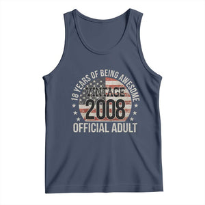 Funny 18th Birthday Tank Top 18 Years Of Being Awesome Vintage 2008 Official Adult American Flag TS11 Navy Print Your Wear