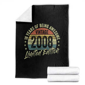 Funny 18th Birthday Throw Blanket 18 Years Old Gifts Vintage 2008 Limited Edition TS11 Black Print Your Wear