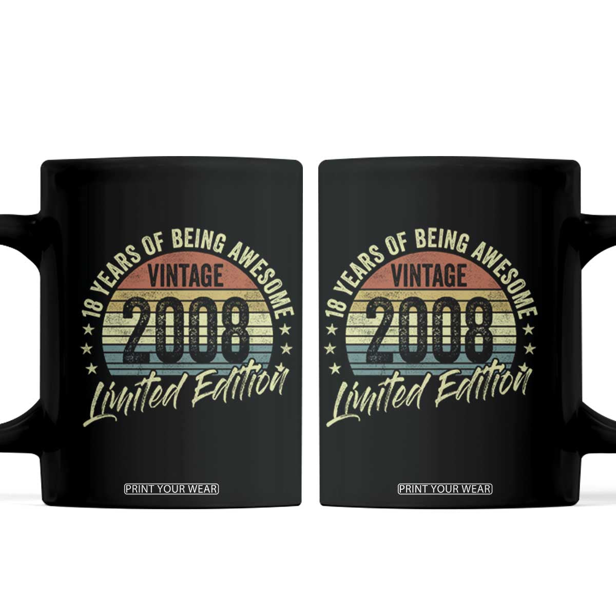 Funny 18th Birthday Coffee Mug 18 Years Old Gifts Vintage 2008 Limited Edition TS11 Black Print Your Wear