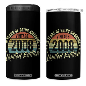 Funny 18th Birthday 4 in 1 Can Cooler Tumbler 18 Years Old Gifts Vintage 2008 Limited Edition TS11 One Size: 16 oz Black Print Your Wear