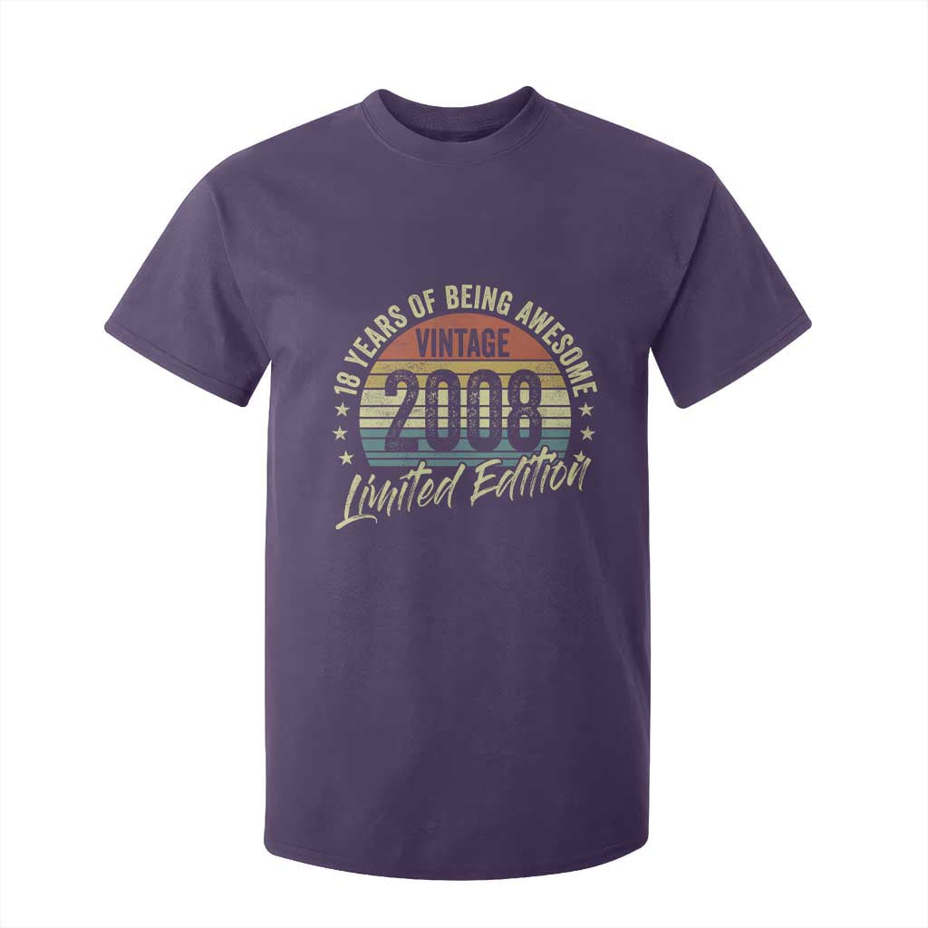 Funny 18th Birthday T Shirt For Kid 18 Years Old Gifts Vintage 2008 Limited Edition TS11 Purple Print Your Wear