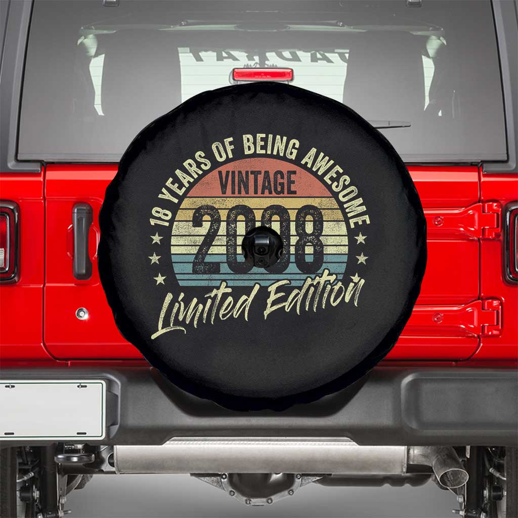 Funny 18th Birthday Spare Tire Cover 18 Years Old Gifts Vintage 2008 Limited Edition TS11 Black Print Your Wear