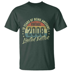 Funny 18th Birthday T Shirt 18 Years Old Gifts Vintage 2008 Limited Edition TS11 Dark Forest Green Print Your Wear