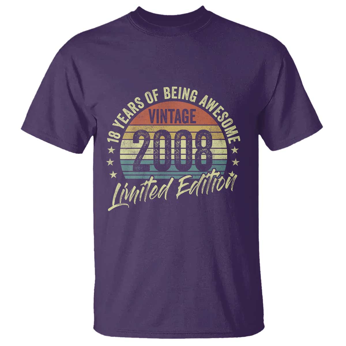 Funny 18th Birthday T Shirt 18 Years Old Gifts Vintage 2008 Limited Edition TS11 Purple Print Your Wear