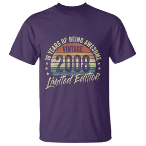 Funny 18th Birthday T Shirt 18 Years Old Gifts Vintage 2008 Limited Edition TS11 Purple Print Your Wear