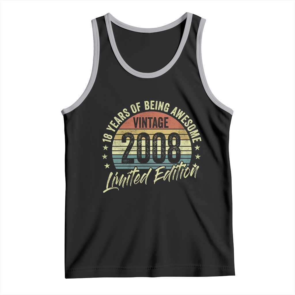 Funny 18th Birthday Tank Top 18 Years Old Gifts Vintage 2008 Limited Edition TS11 Black Athletic Heather Print Your Wear