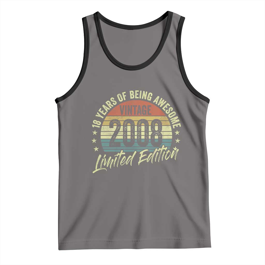 Funny 18th Birthday Tank Top 18 Years Old Gifts Vintage 2008 Limited Edition TS11 Deep Heather Black Print Your Wear