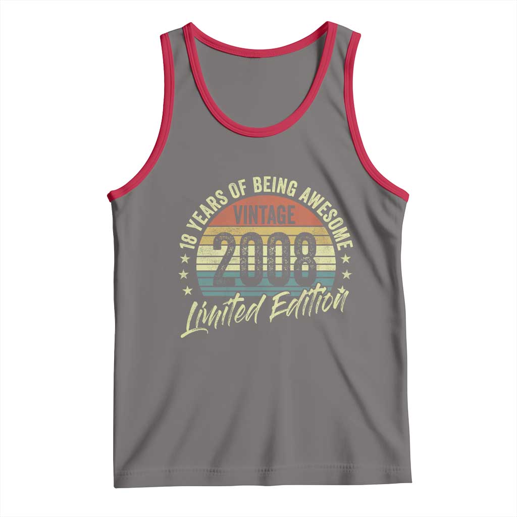 Funny 18th Birthday Tank Top 18 Years Old Gifts Vintage 2008 Limited Edition TS11 Deep Heather Red Print Your Wear