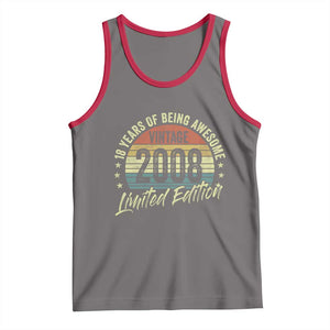 Funny 18th Birthday Tank Top 18 Years Old Gifts Vintage 2008 Limited Edition TS11 Deep Heather Red Print Your Wear