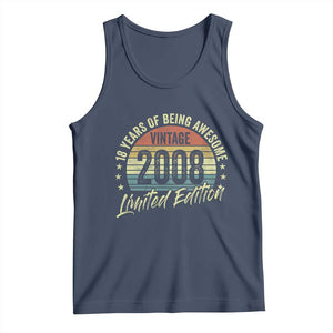 Funny 18th Birthday Tank Top 18 Years Old Gifts Vintage 2008 Limited Edition TS11 Navy Print Your Wear