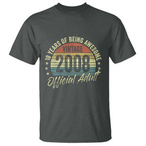 Funny 18th Birthday T Shirt 18 Years Old Gifts Vintage 2008 Official Adult TS11 Dark Heather Print Your Wear