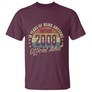 Funny 18th Birthday T Shirt 18 Years Old Gifts Vintage 2008 Official Adult TS11 Maroon Print Your Wear