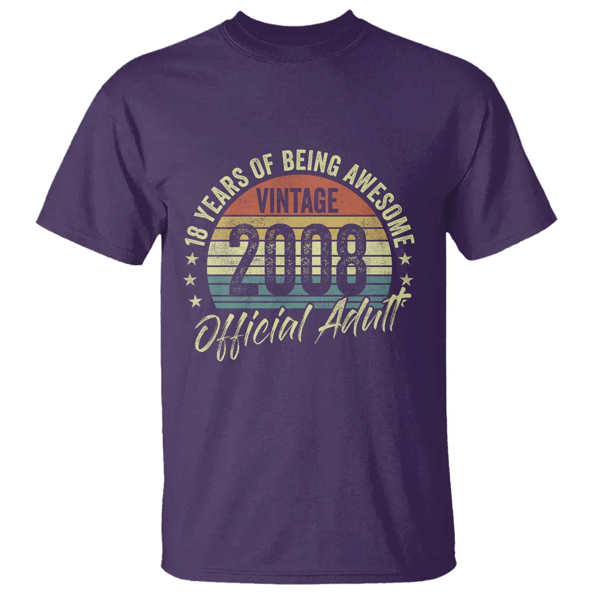 Funny 18th Birthday T Shirt 18 Years Old Gifts Vintage 2008 Official Adult TS11 Purple Print Your Wear