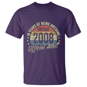 Funny 18th Birthday T Shirt 18 Years Old Gifts Vintage 2008 Official Adult TS11 Purple Print Your Wear