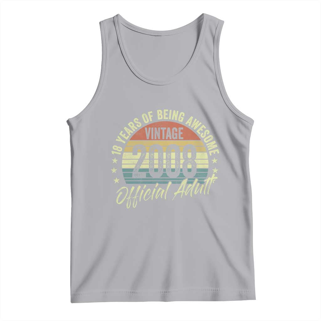 Funny 18th Birthday Tank Top 18 Years Old Gifts Vintage 2008 Official Adult TS11 Athletic Heather Print Your Wear