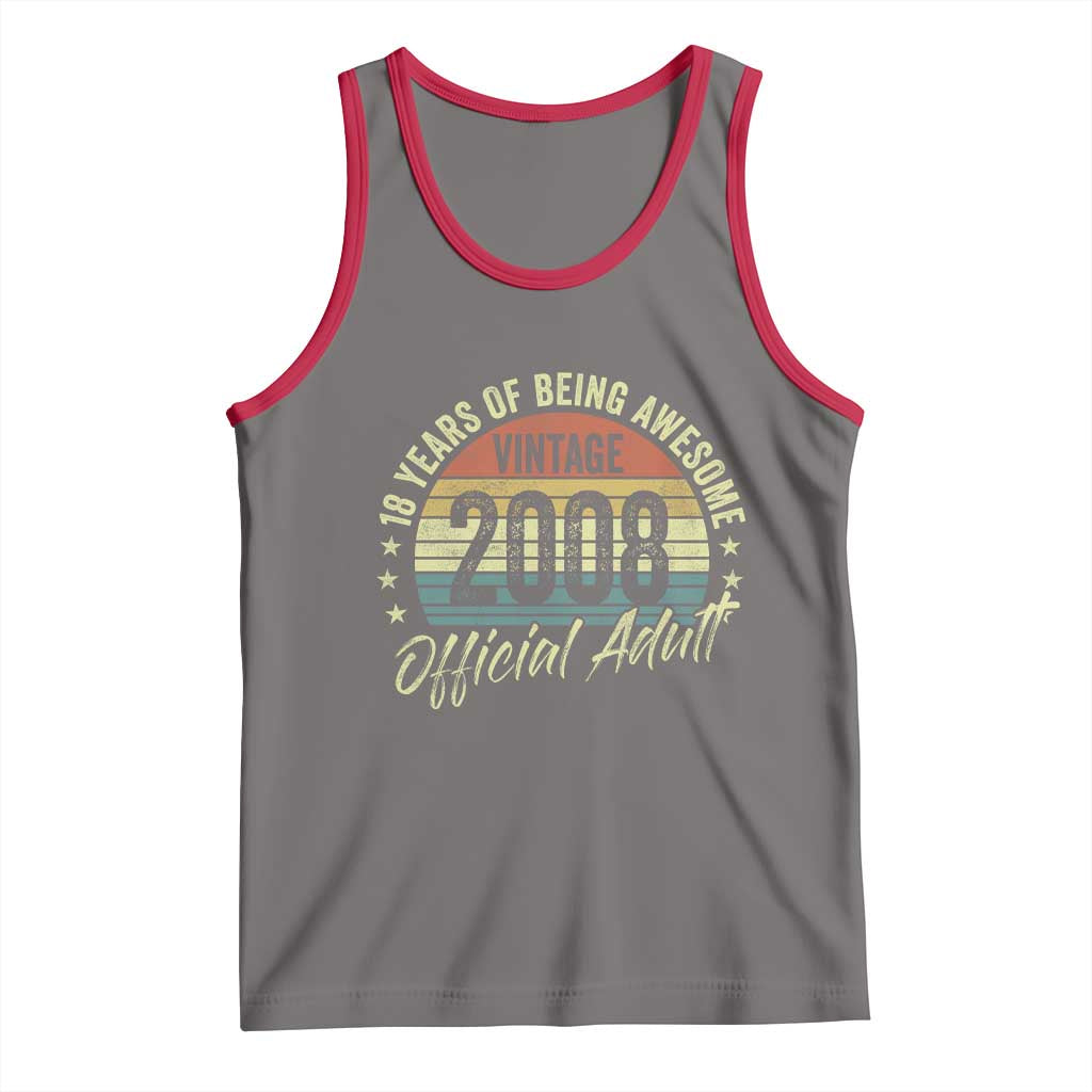 Funny 18th Birthday Tank Top 18 Years Old Gifts Vintage 2008 Official Adult TS11 Deep Heather Red Print Your Wear