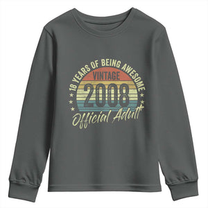 Funny 18th Birthday Youth Sweatshirt 18 Years Old Gifts Vintage 2008 Official Adult TS11 Dark Heather Print Your Wear