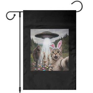 Funny Cat Selfie with Easter Bunny Bigfoot UFO Garden Flag TS11 Black Print Your Wear