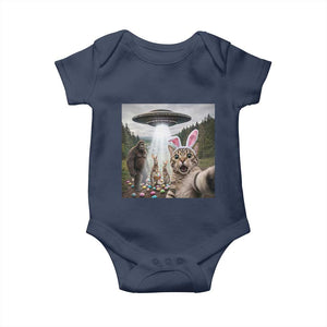 Funny Cat Selfie with Easter Bunny Bigfoot UFO Baby Onesie TS11 Navy Print Your Wear