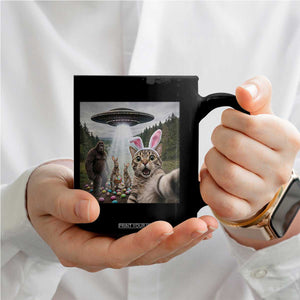 Funny Cat Selfie with Easter Bunny Bigfoot UFO Coffee Mug TS11 Print Your Wear