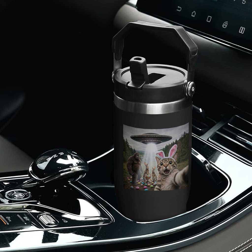 Funny Cat Selfie with Easter Bunny Bigfoot UFO Flip Straw Tumbler TS11 Print Your Wear