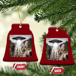 Funny Cat Selfie with Easter Bunny Bigfoot UFO Ceramic Ornament TS11 Print Your Wear