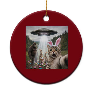 Funny Cat Selfie with Easter Bunny Bigfoot UFO Ceramic Ornament TS11 1pc Red Print Your Wear