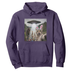 Funny Cat Selfie with Easter Bunny Bigfoot UFO Hoodie TS11 Purple Print Your Wear