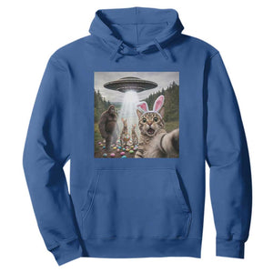 Funny Cat Selfie with Easter Bunny Bigfoot UFO Hoodie TS11 Royal Blue Print Your Wear
